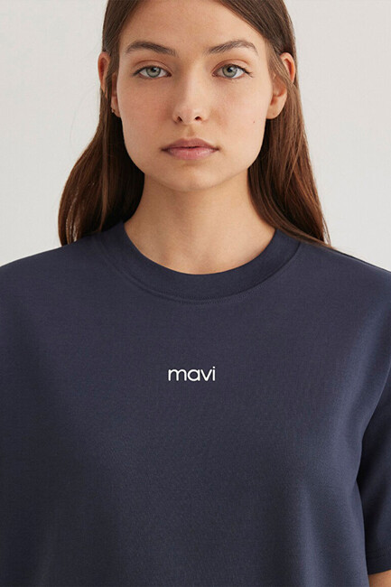 Kadın Logo Tişört 1612829-85315 Lacivert - Thumbnail