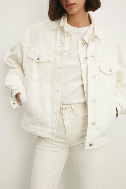 Kadın Luna 90's Jean Ceket 1110177-84112 Beyaz (1)