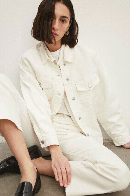 Kadın Luna 90's Jean Ceket 1110177-84112 Beyaz - 6