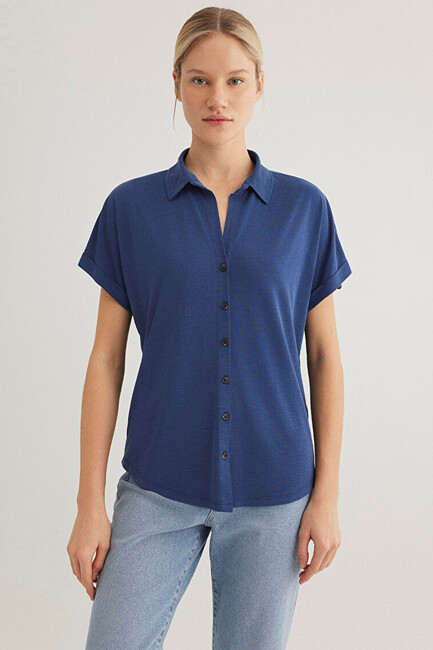 Kadın Lux Touch Modal Tişört 168081-70491 Lacivert (3)