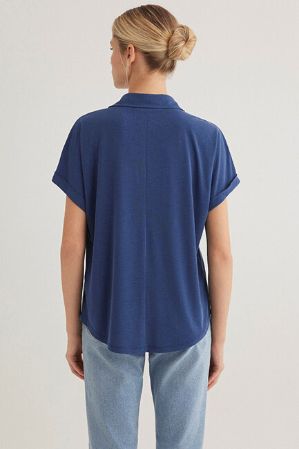 Kadın Lux Touch Modal Tişört 168081-70491 Lacivert - Thumbnail