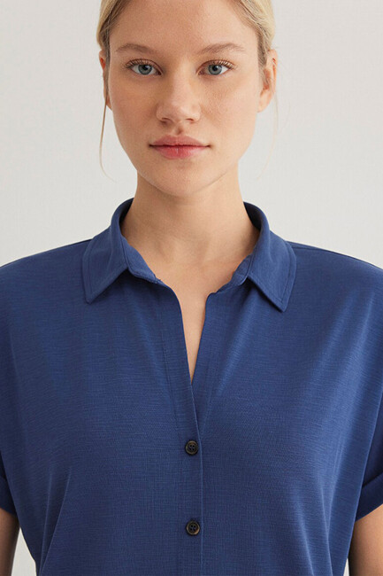 Kadın Lux Touch Modal Tişört 168081-70491 Lacivert - Thumbnail