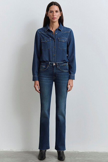 Kadın Maria Gold Icon Jean Pantolon 101225-80680 Mavi - Thumbnail