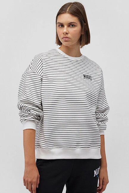 Kadın Mavi Baskılı Sweat 1S10100-85386 Beyaz (2)