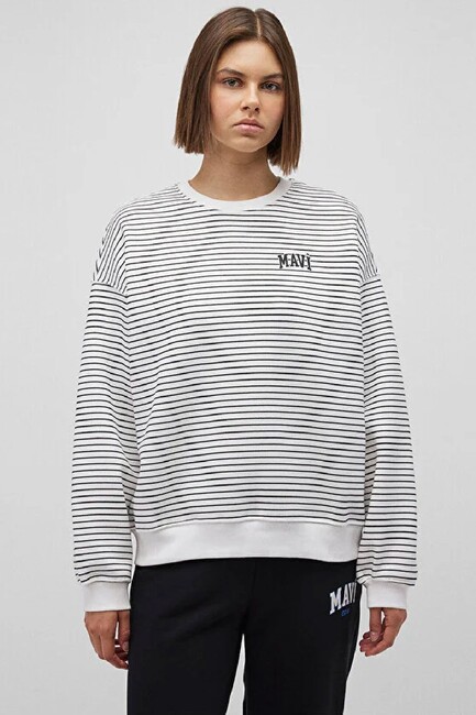 Kadın Mavi Baskılı Sweat 1S10100-85386 Beyaz (3)