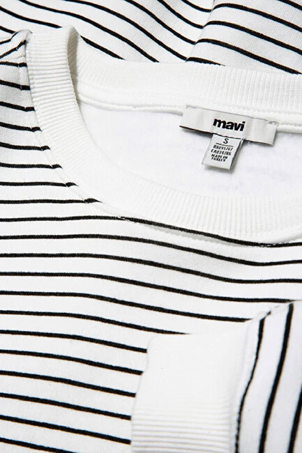 Kadın Mavi Baskılı Sweat 1S10100-85386 Beyaz - Thumbnail