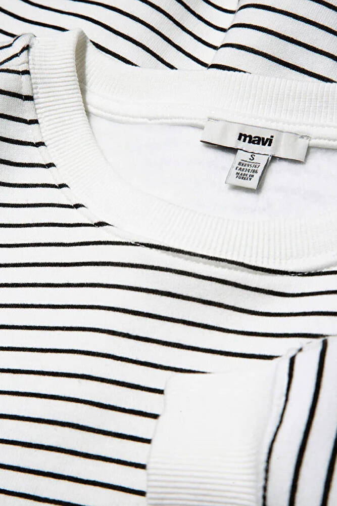 Kadın Mavi Baskılı Sweat 1S10100-85386 Beyaz 