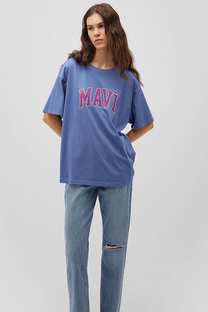 Kadın Mavi Baskılı Tişört 1600843-70662 Mavi 
