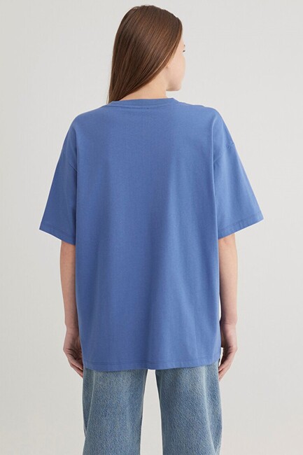 Kadın Mavi Baskılı Tişört 1600843-70662 Mavi - Thumbnail