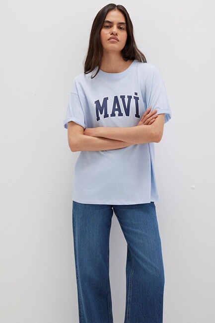 Kadın Mavi Baskılı Tişört 1600843-70717 Mavi (2)