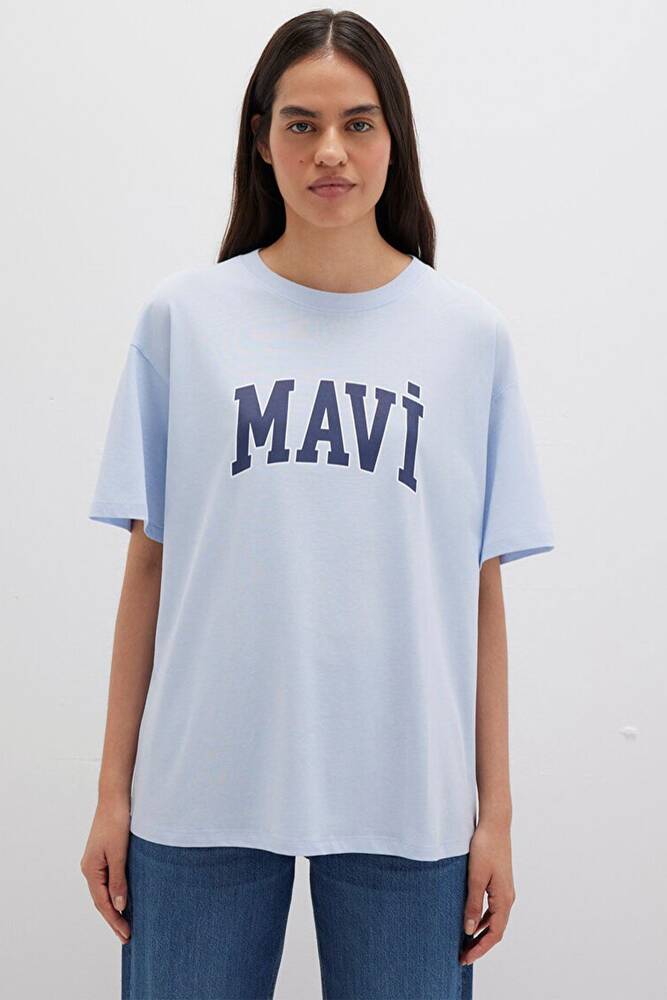 Kadın Mavi Baskılı Tişört 1600843-70717 Mavi 