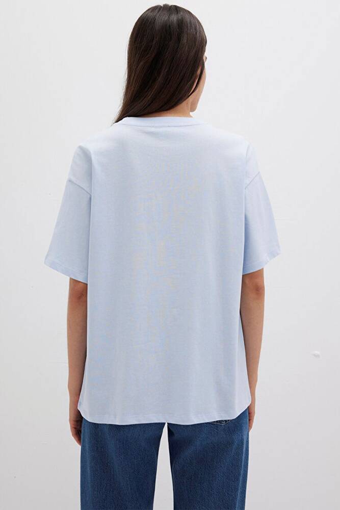 Kadın Mavi Baskılı Tişört 1600843-70717 Mavi 