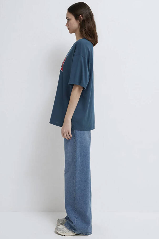 Kadın Mavi Baskılı Tişört 1600843-70771 Mavi 