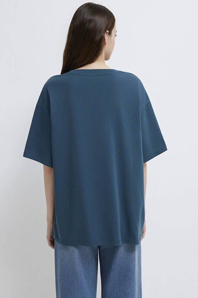 Kadın Mavi Baskılı Tişört 1600843-70771 Mavi 