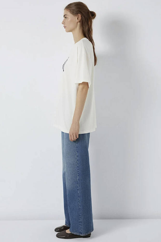 Kadın Mavi Baskılı Tişört 1600843-81964 Ekru 