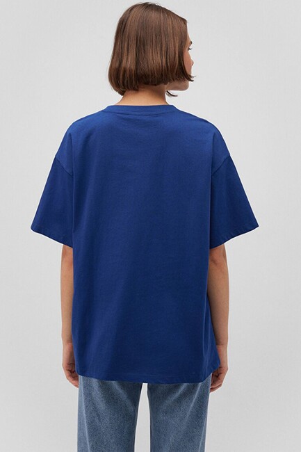 Kadın Mavi Baskılı Tişört 1600843-82625 Lacivert - Thumbnail