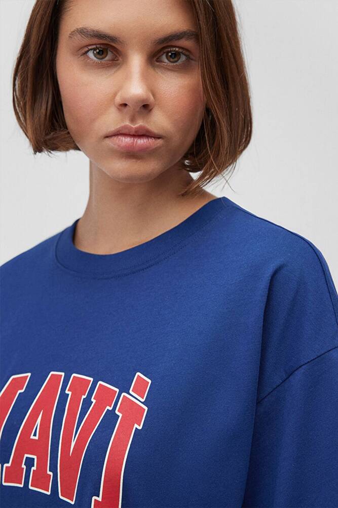 Kadın Mavi Baskılı Tişört 1600843-82625 Lacivert 