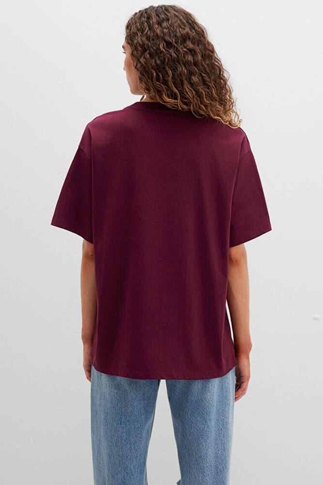Kadın Mavi Baskılı Tişört 1600843-90705 Bordo 