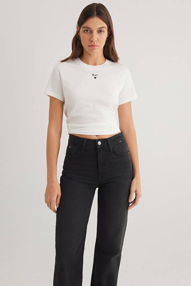 Kadın Mavi Baskılı Tişört 1601185-33389 Beyaz 