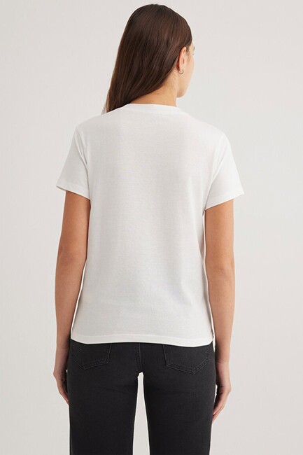 Kadın Mavi Baskılı Tişört 1601185-33389 Beyaz - Thumbnail