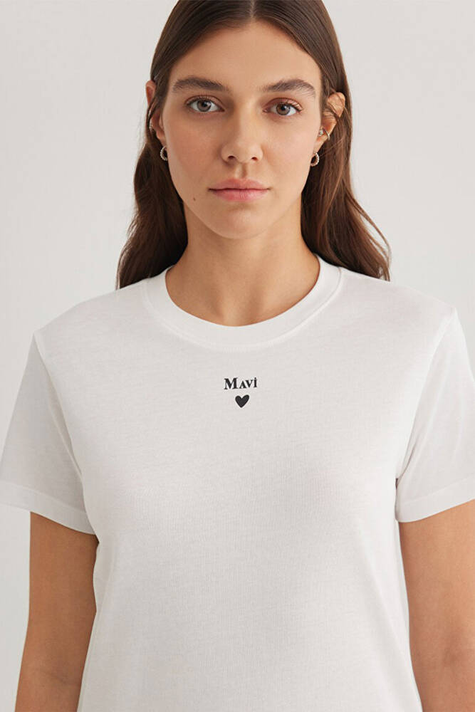 Kadın Mavi Baskılı Tişört 1601185-33389 Beyaz 