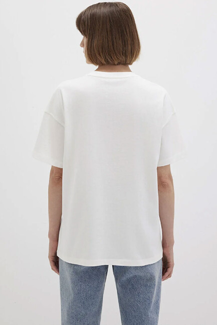 Kadın Mavi Baskılı Tişört 1612518-70057 Beyaz - Thumbnail