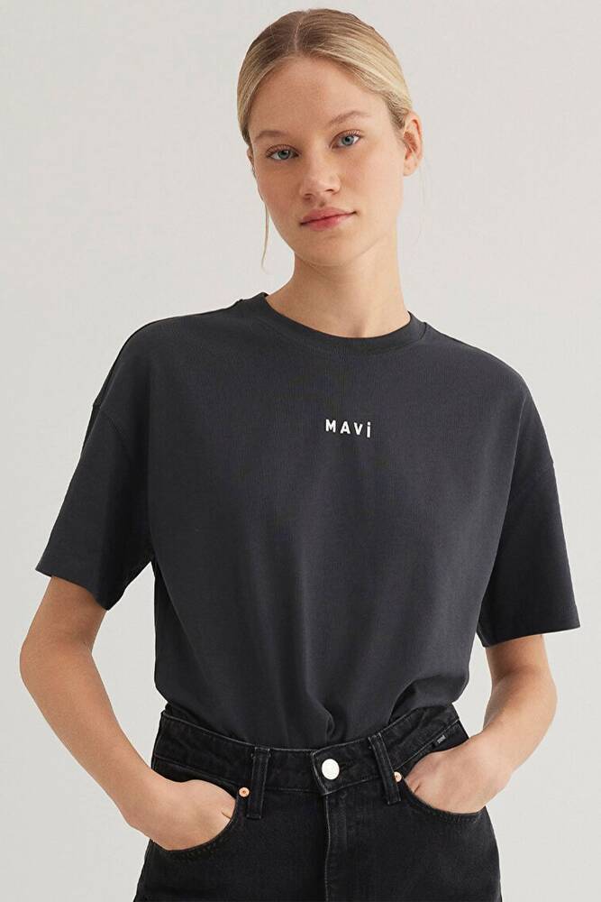 Kadın Mavi Baskılı Tişört 1612518-70087 Gri 