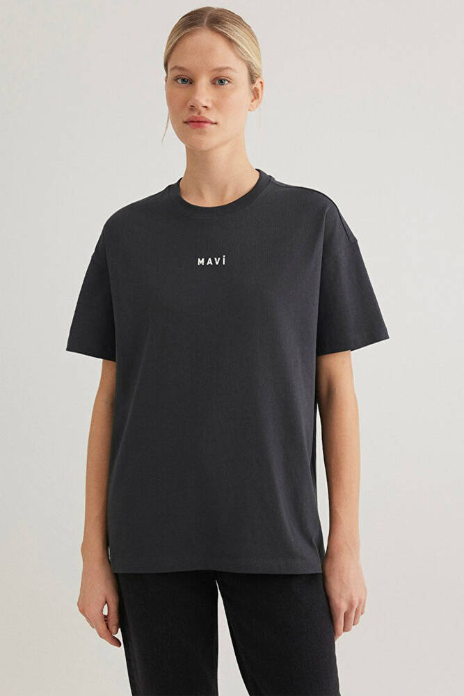 Kadın Mavi Baskılı Tişört 1612518-70087 Gri 