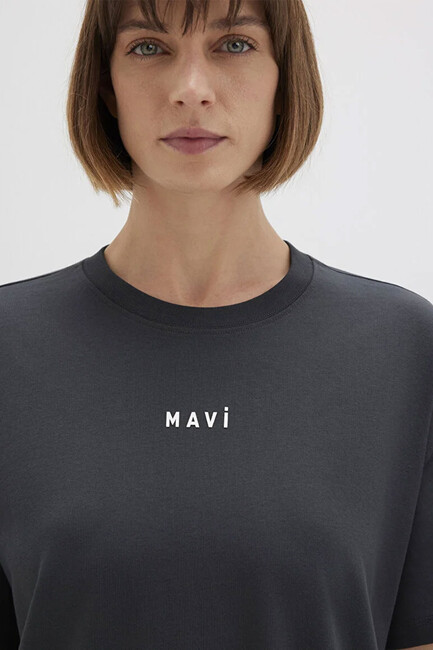 Kadın Mavi Baskılı Tişört 1612518-70087 Gri (1)