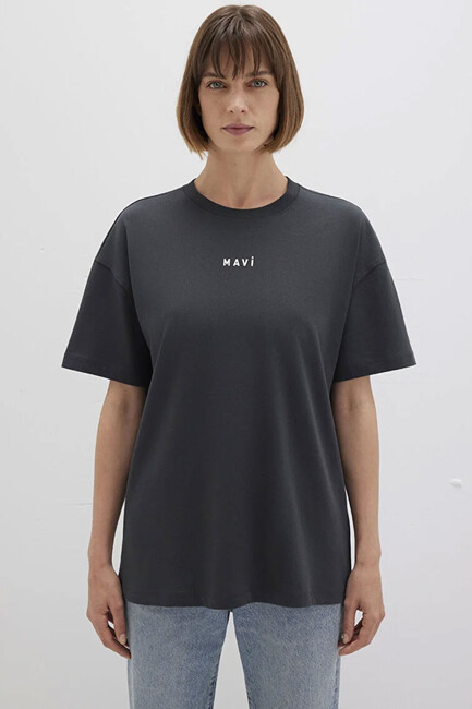 Kadın Mavi Baskılı Tişört 1612518-70087 Gri - Thumbnail