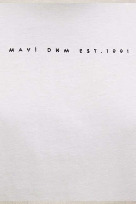 Kadın Mavi Baskılı Tişört 1613147-70057 Beyaz - 6