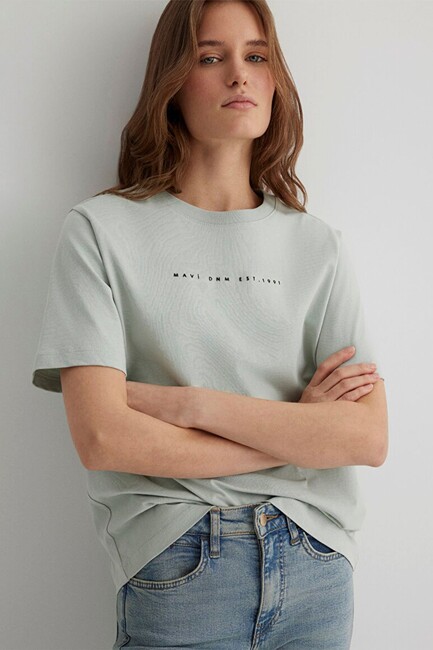 Kadın Mavi Baskılı Tişört 1613147-70148 Yeşil (1)