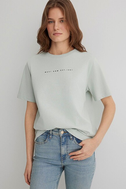 Kadın Mavi Baskılı Tişört 1613147-70148 Yeşil (2)