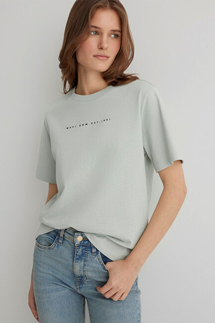 Kadın Mavi Baskılı Tişört 1613147-70148 Yeşil (3)