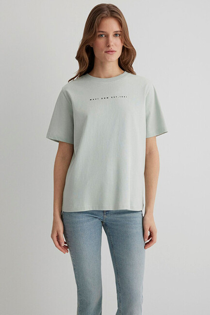 Kadın Mavi Baskılı Tişört 1613147-70148 Yeşil - Thumbnail