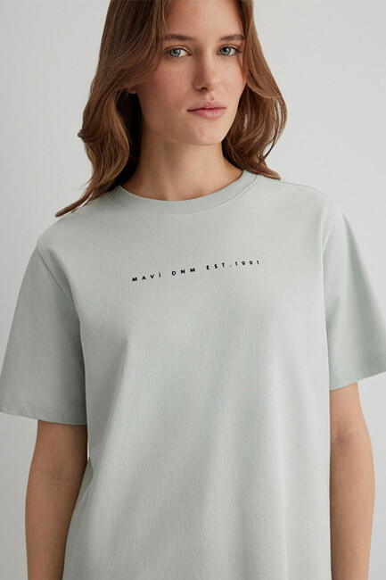 Kadın Mavi Baskılı Tişört 1613147-70148 Yeşil - Thumbnail