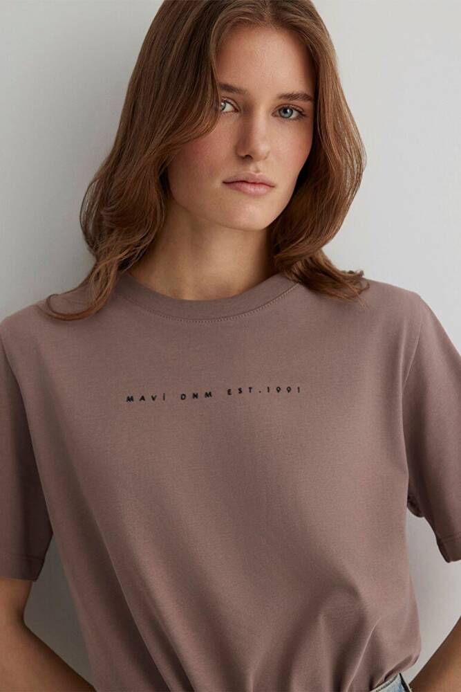 Kadın Mavi Baskılı Tişört 1613147-70383 Kahve 