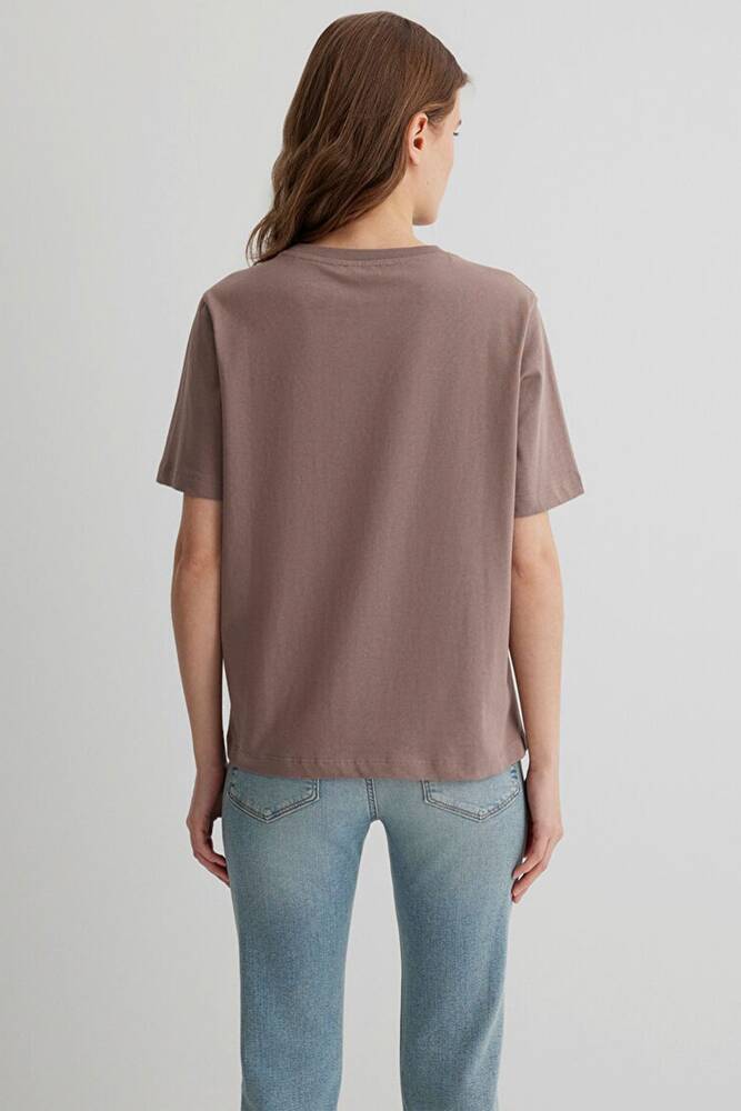 Kadın Mavi Baskılı Tişört 1613147-70383 Kahve 