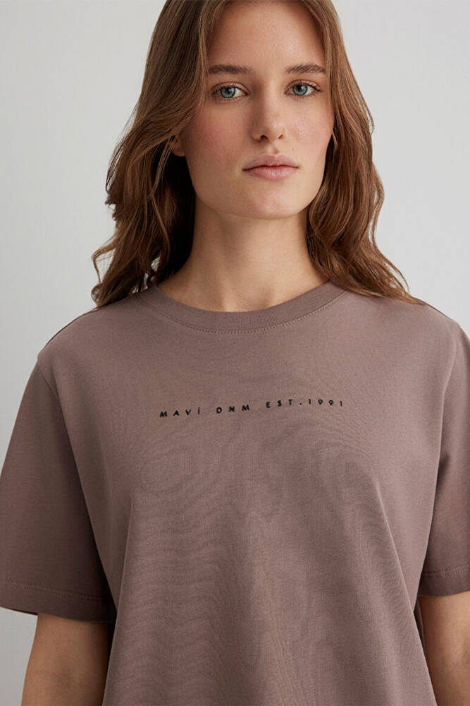 Kadın Mavi Baskılı Tişört 1613147-70383 Kahve 