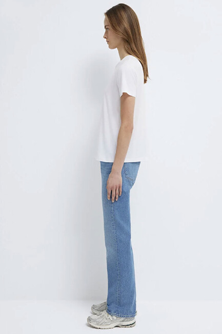 Kadın Mavi Baskılı Tişört 1613287-620 Beyaz - Thumbnail