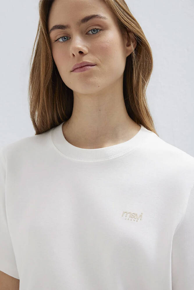 Kadın Mavi Baskılı Tişört 1613804-80194 Ekru 