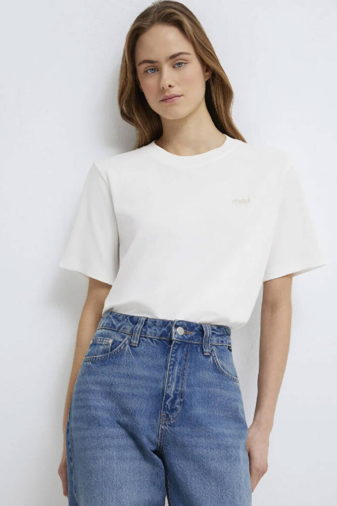 Kadın Mavi Baskılı Tişört 1613804-80194 Ekru 