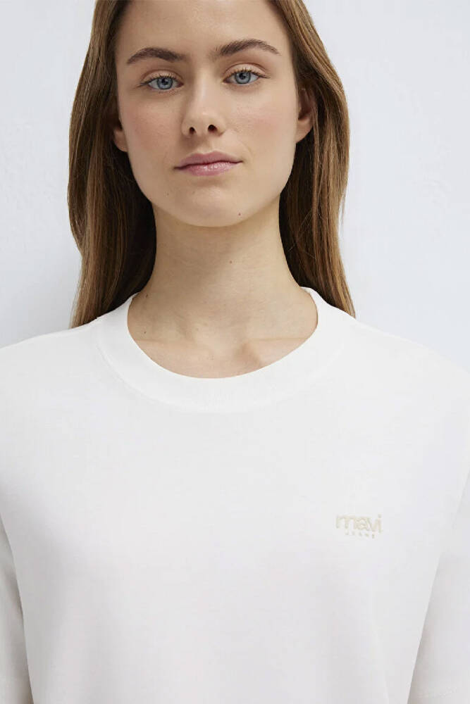 Kadın Mavi Baskılı Tişört 1613804-80194 Ekru 