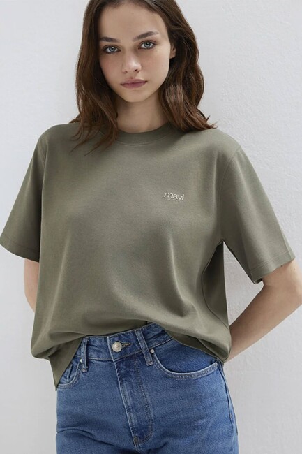 Kadın Mavi Baskılı Tişört 1613804-86961 Yeşil (1)