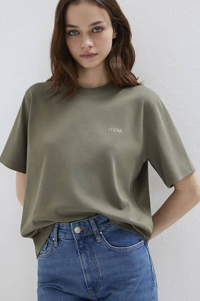 Kadın Mavi Baskılı Tişört 1613804-86961 Yeşil 