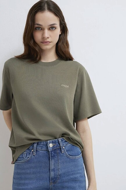 Kadın Mavi Baskılı Tişört 1613804-86961 Yeşil (2)