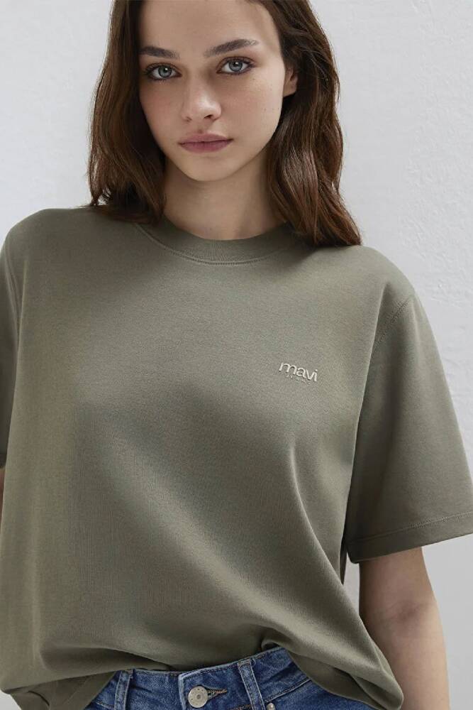 Kadın Mavi Baskılı Tişört 1613804-86961 Yeşil 