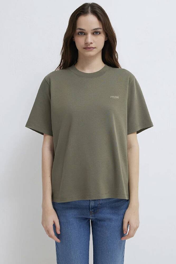 Kadın Mavi Baskılı Tişört 1613804-86961 Yeşil 