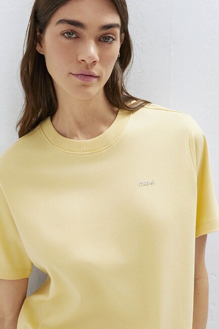 Kadın Mavi Baskılı Tişört 1613882-70027 Sarı (1)