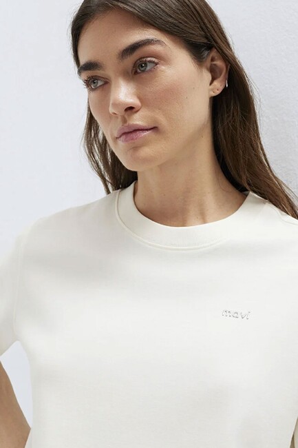 Kadın Mavi Baskılı Tişört 1613882-80194 Ekru (1)